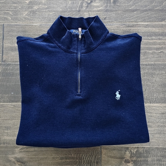 Polo by Ralph Lauren Men's Navy Blue Long Sleeve Pull Over 1/4 Zip sz large - Picture 3 of 7